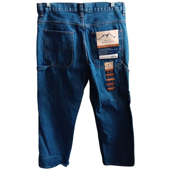 32x30 Men's Blue Mountain Regular Fit Utility Carpenter Jeans NWT Medium Wash - Picture 1 of 6